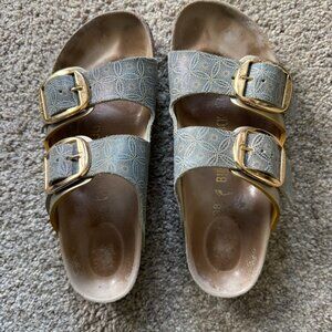 BIrkenstock Fancy Arizona - Two tone gold and blue Size 38 (7.0-7.5)